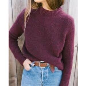 Jenni Kayne Cocoon Alpaca Merino Wool Sweater Oversized Red Wine Maroon Sz XS
